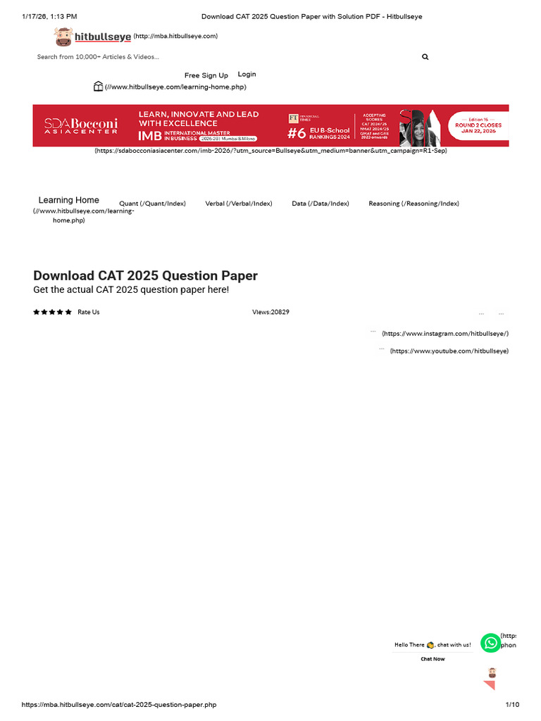 Get The Actual CAT 2025 Question Paper Here! | PDF | Multiple Choice