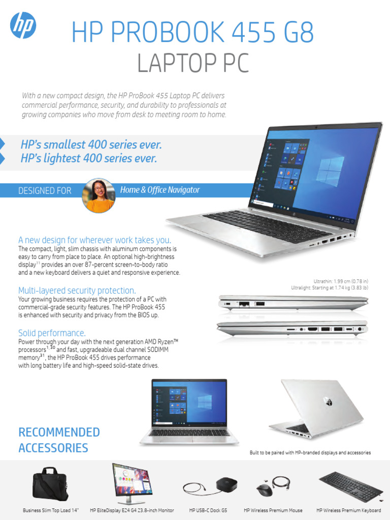 HP ProBook 455 G8 Laptop Overview | PDF | Windows 10 | Ieee 802.11