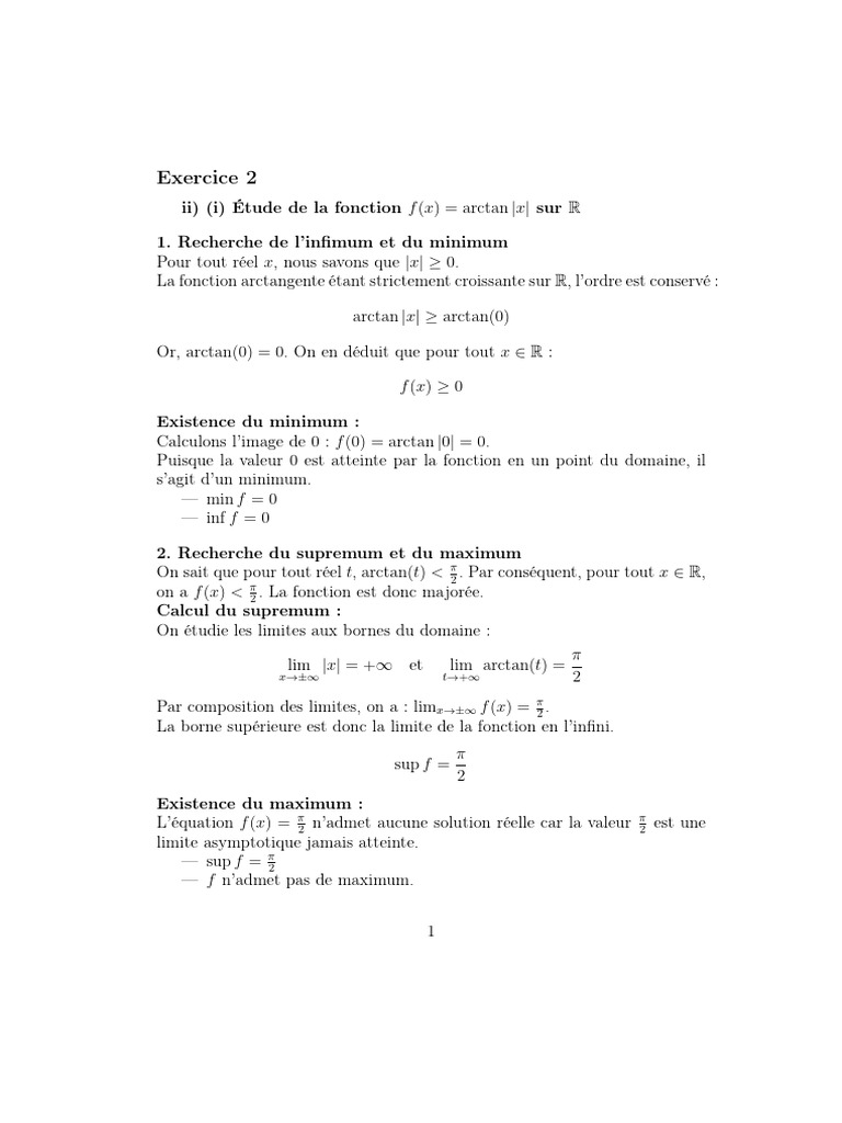 Analyse de la fonction arctan |x| sur R | PDF