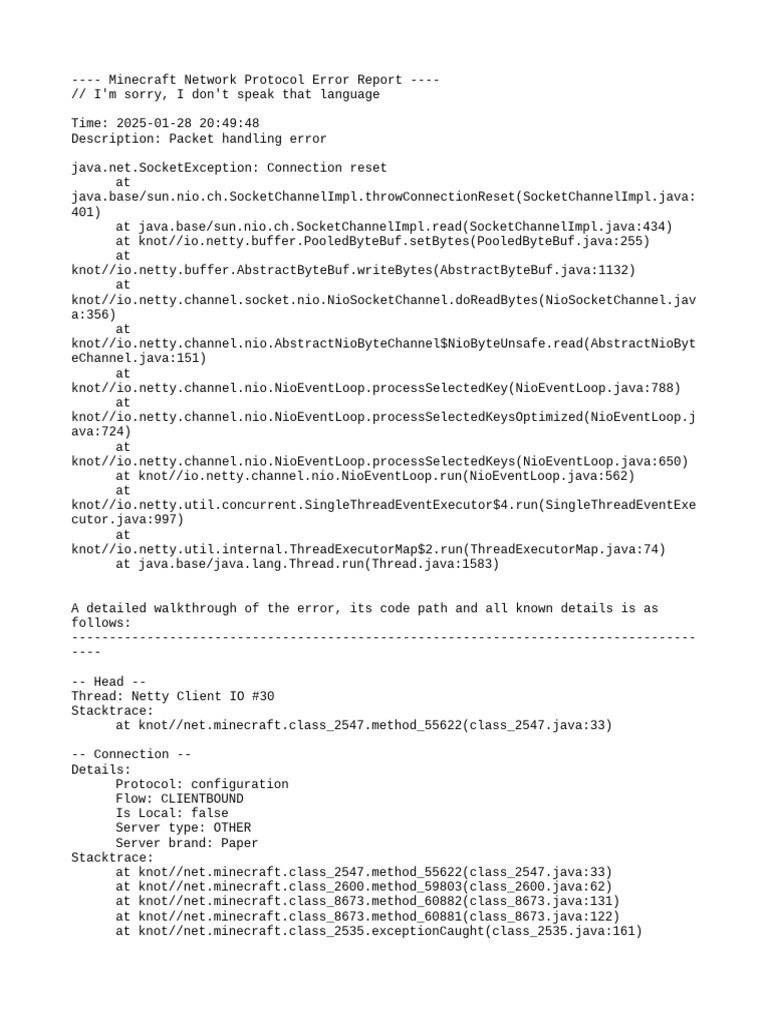 Minecraft Protocol Error Report 2025 | PDF | Java (Programming Language ...