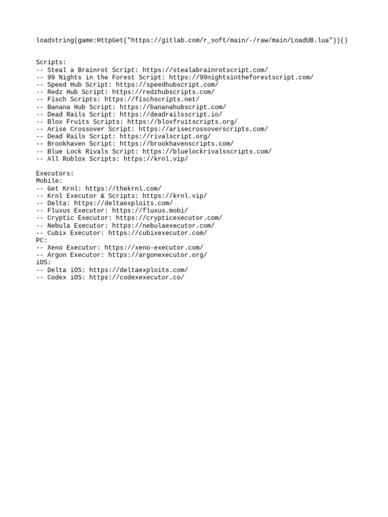 Comprehensive Roblox Scripts & Executors | PDF