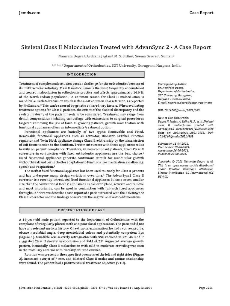 AdvanSync 2 for Class II Malocclusion Treatment | PDF | Orthodontics ...