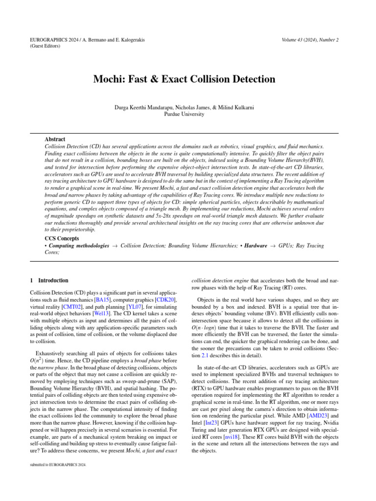 Mochi: Fast Collision Detection Engine | PDF | Rendering (Computer ...