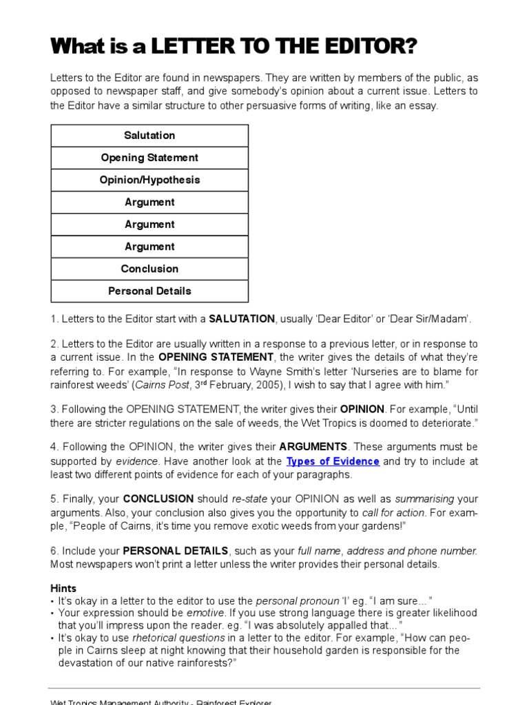 How to Write a Letter to the Editor | PDF
