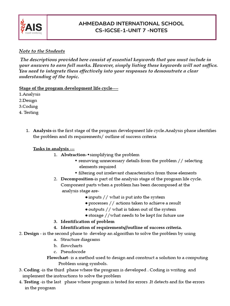 IGCSE Programming Development Notes | PDF | Variable (Mathematics ...