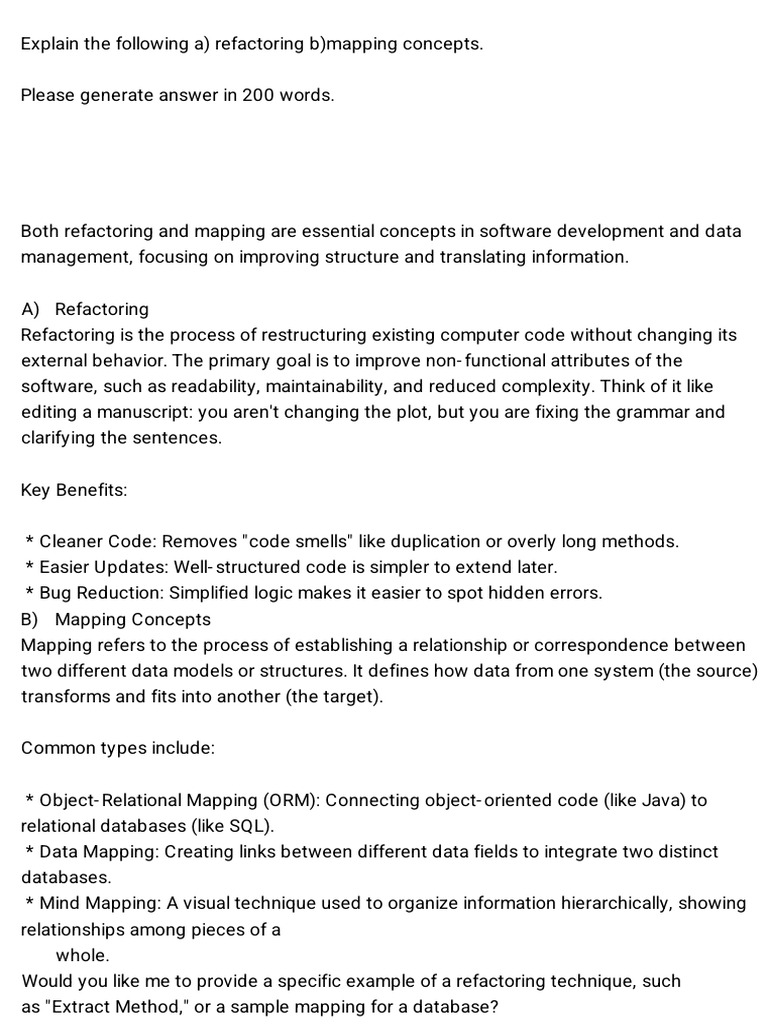 Refactoring and Mapping Concepts Explained | PDF