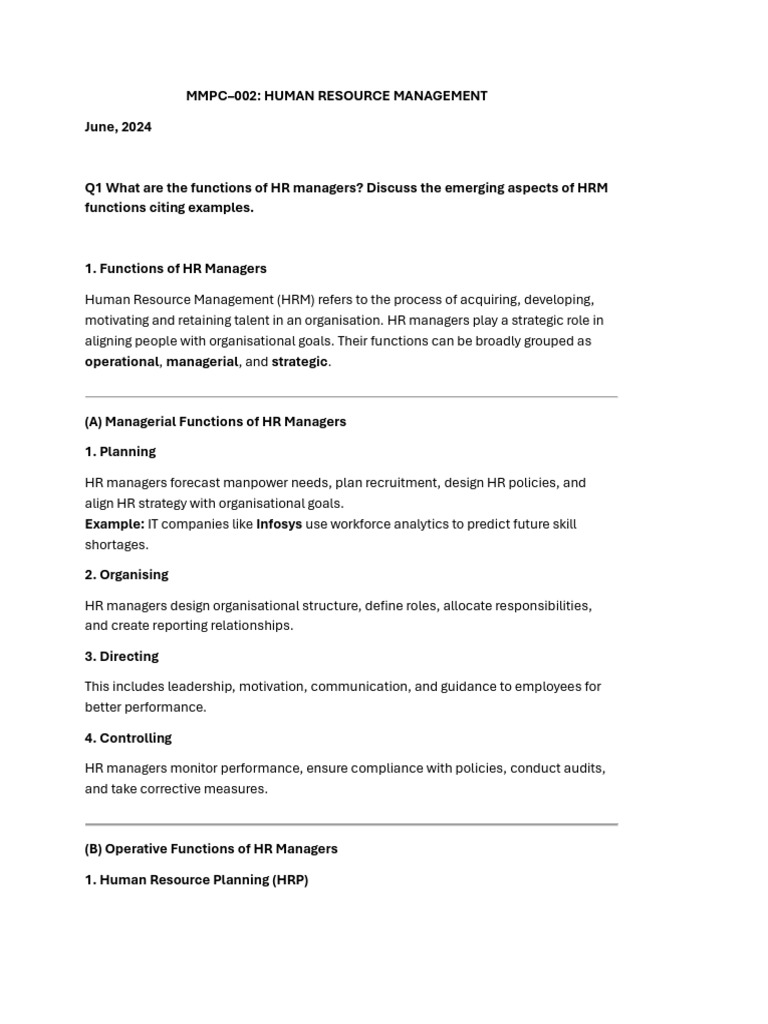 HRM Functions and Emerging Trends | PDF | Human Resource Management ...