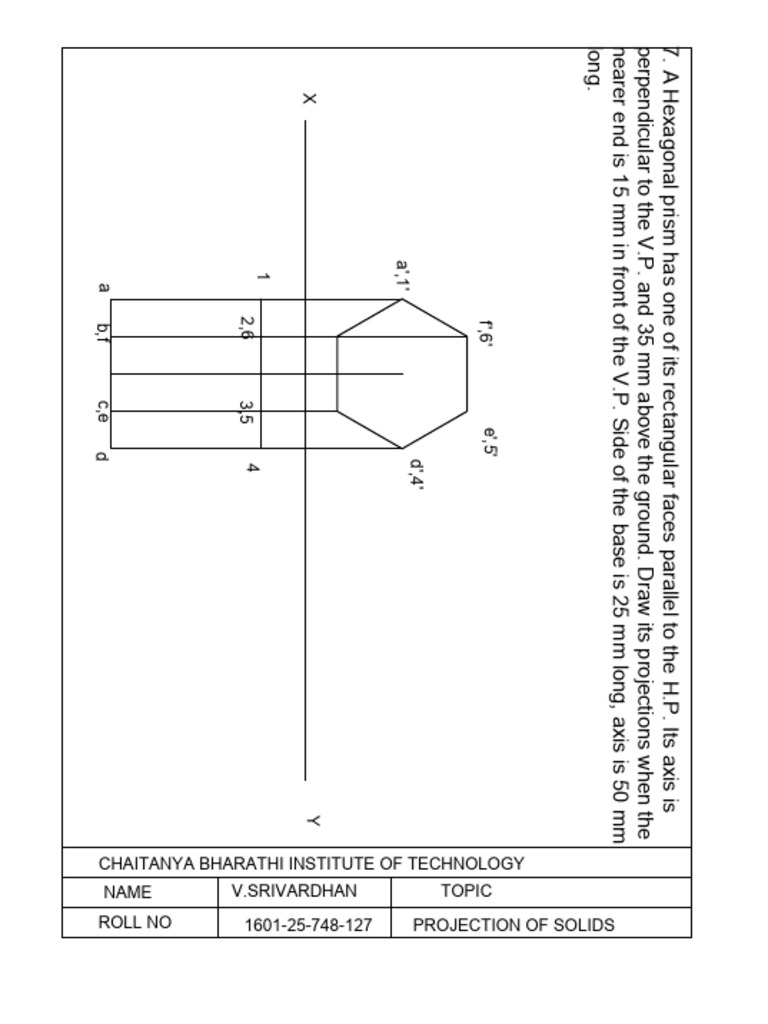 Hexagonal Prism Projection Exercise | PDF