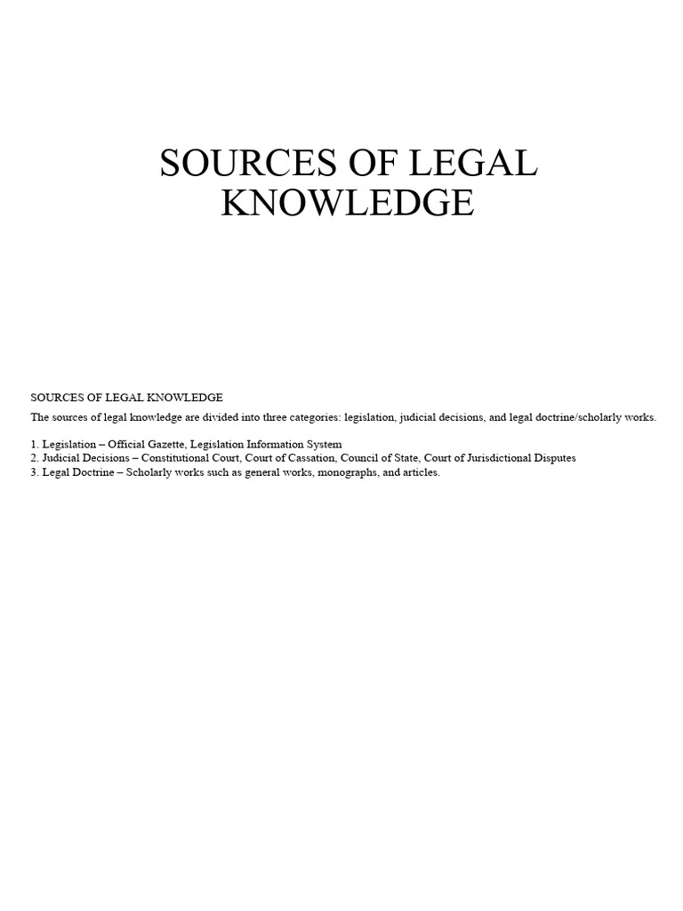 Key Sources of Legal Knowledge | PDF | Decree | Governance