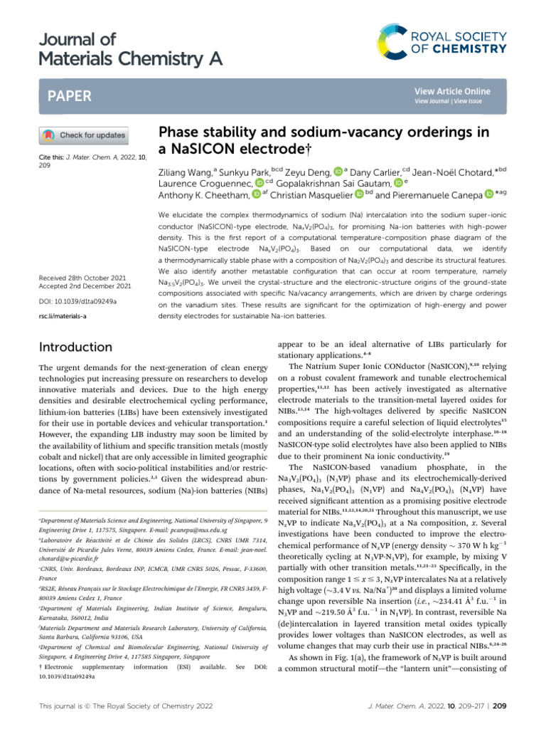 NaSICON Electrode Phase Stability Study | PDF | Density Functional ...
