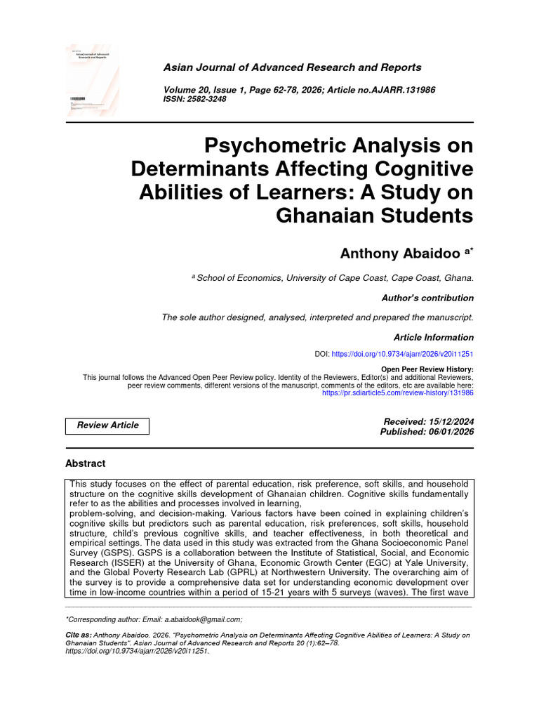 Psychometric Analysis On Determinants Af | PDF | Critical Thinking | Risk