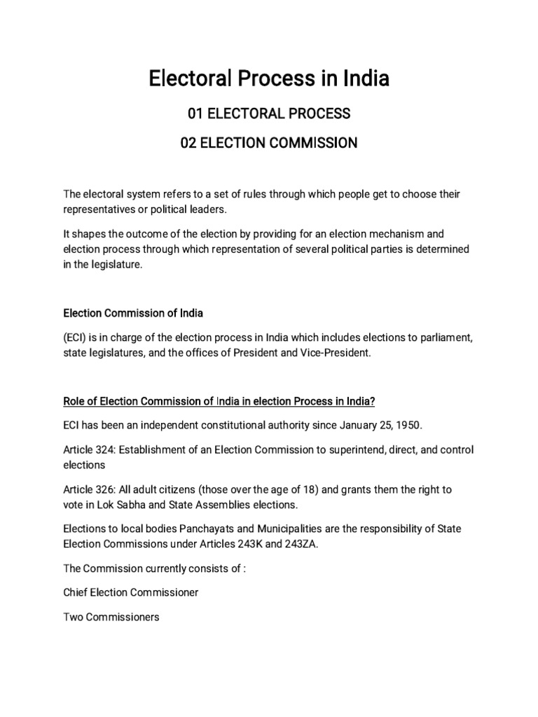 Overview of India's Electoral Process | PDF | Voting | Political Law