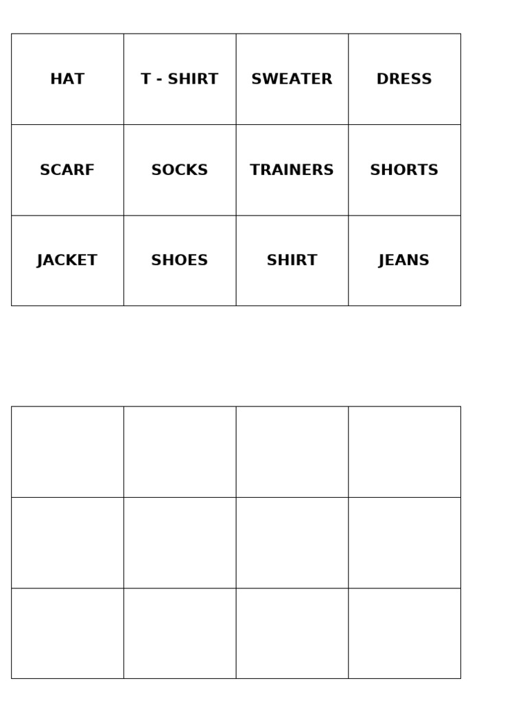 Clothing and Descriptive Vocabulary List | PDF