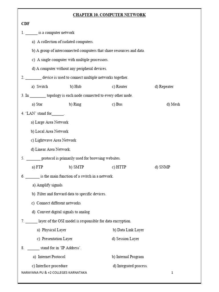 Computer Network Basics and Concepts | PDF | Computer Network | Network ...