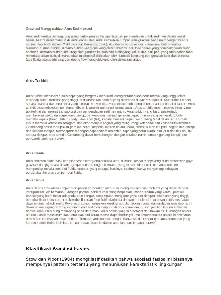 Arus Sedimentasi dan Gravitasi | PDF