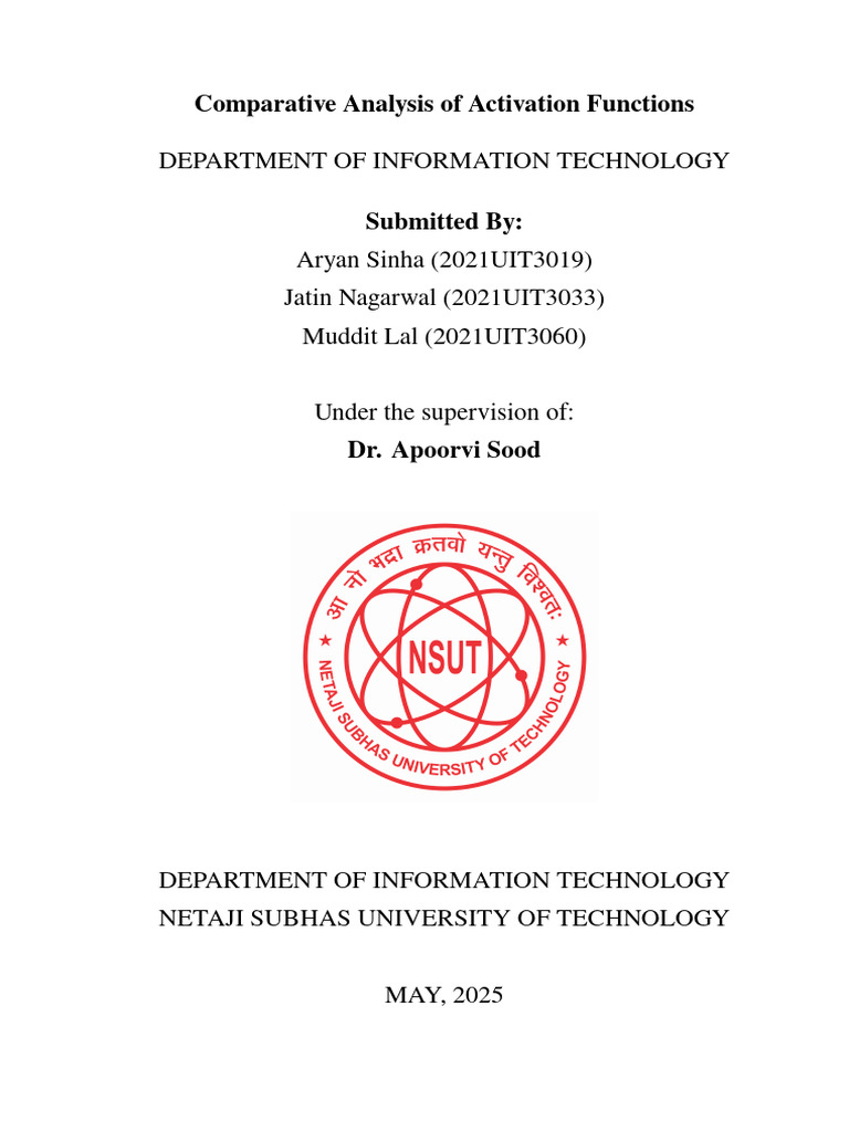 Activation Functions Comparison Analysis | PDF | Deep Learning ...