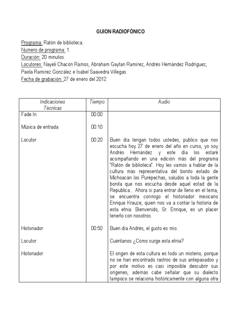 GUION RADIOFÓNICO