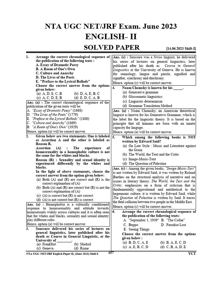NTA UGC NET/JRF English Paper II Solutions | PDF | Great Expectations ...