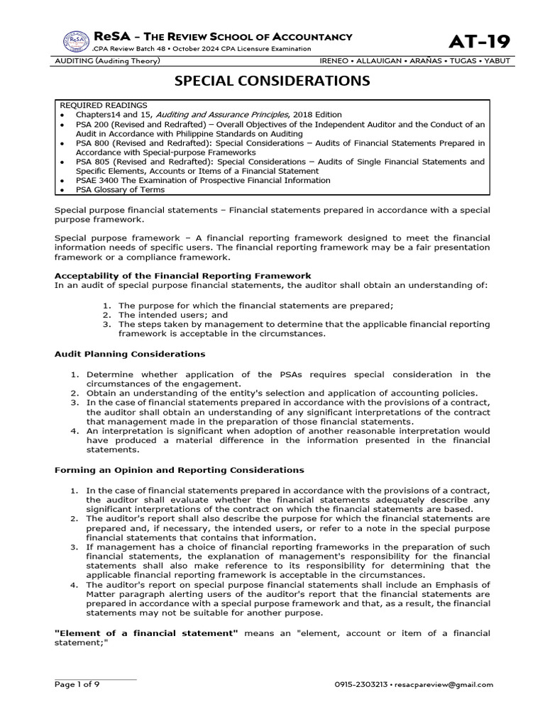 Special Considerations in Auditing | PDF | Auditor's Report | Audit
