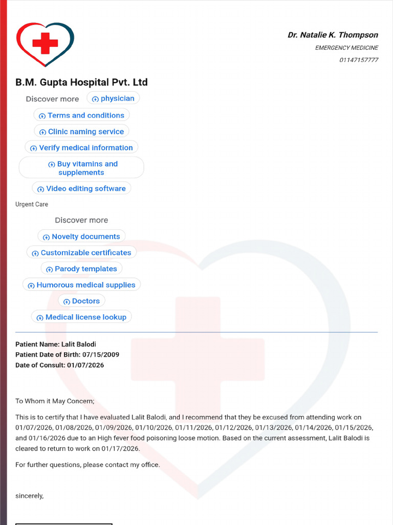 Doctor Note With Signature | PDF