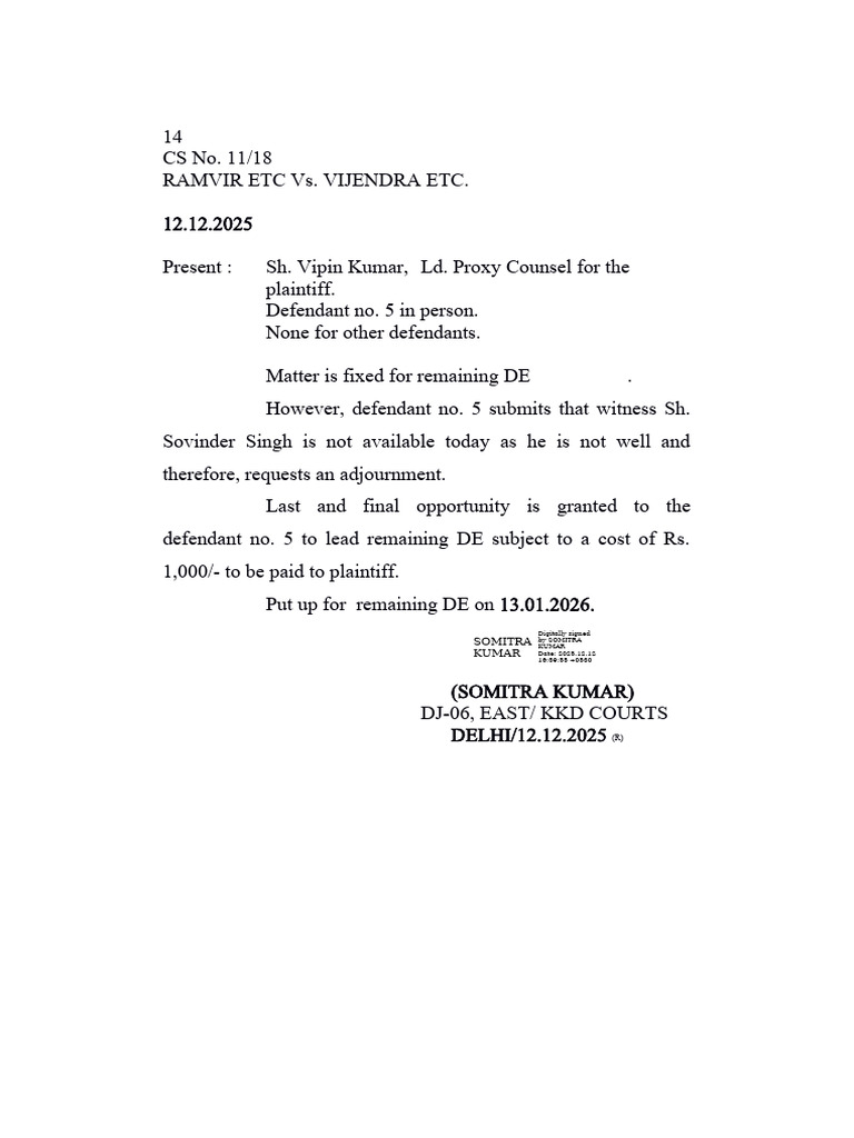Court Ruling on Adjournment Request | PDF