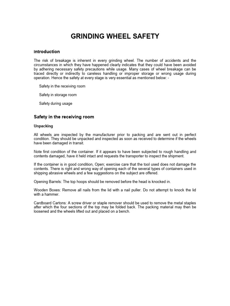 Grinding Wheel Safety Guidelines | PDF | Grinding (Abrasive Cutting ...