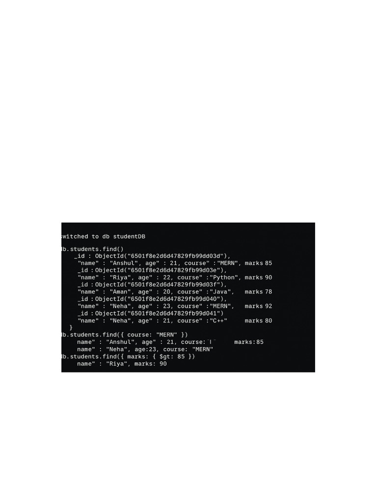 MongoDB Student Database Operations | PDF