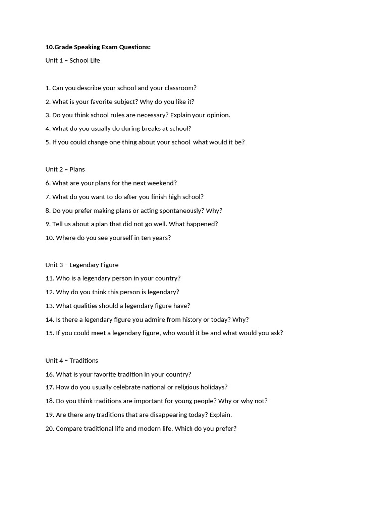 Ade Speaking Exam Questions | PDF