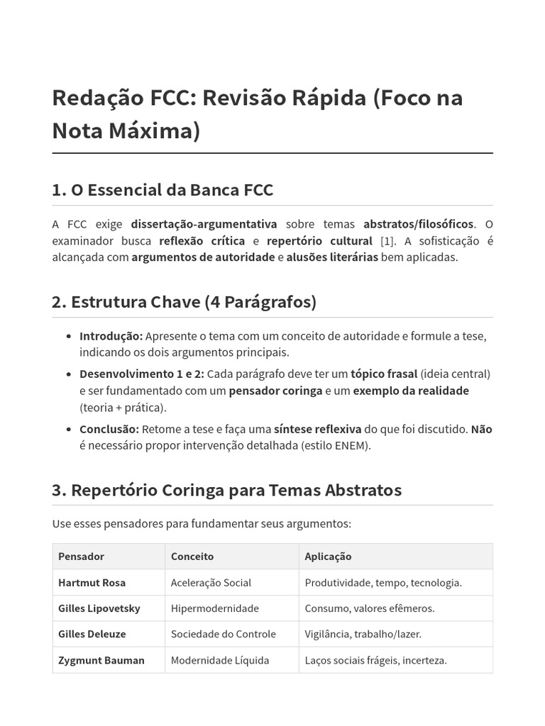 Redação FCC: Guia para Nota Máxima | PDF