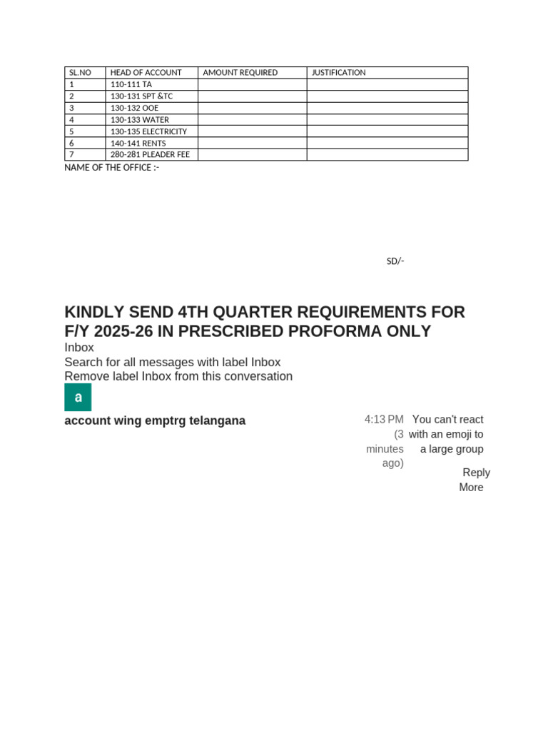 Budget Requirement Proforma | PDF