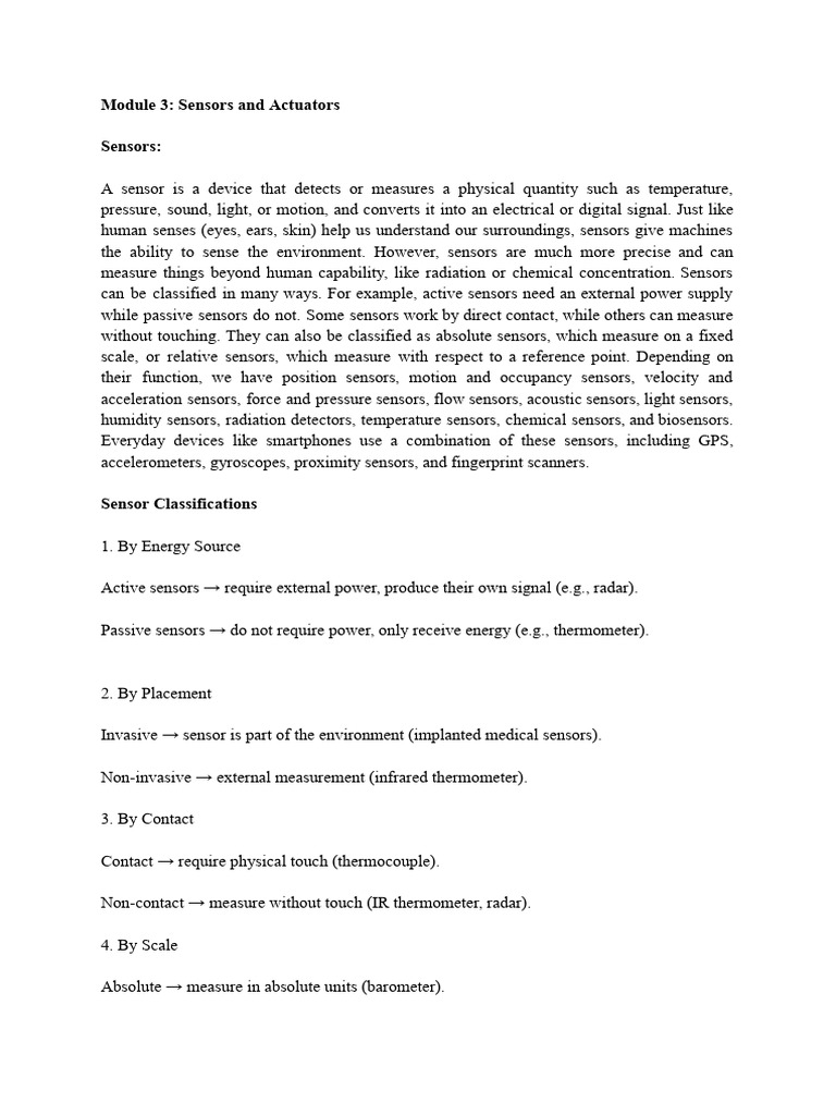 Sensors and Actuators Overview | PDF | Wireless Sensor Network | Sensor