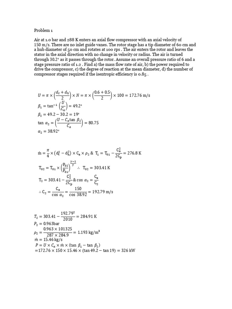Axial Flow Compressor Performance Analysis | PDF