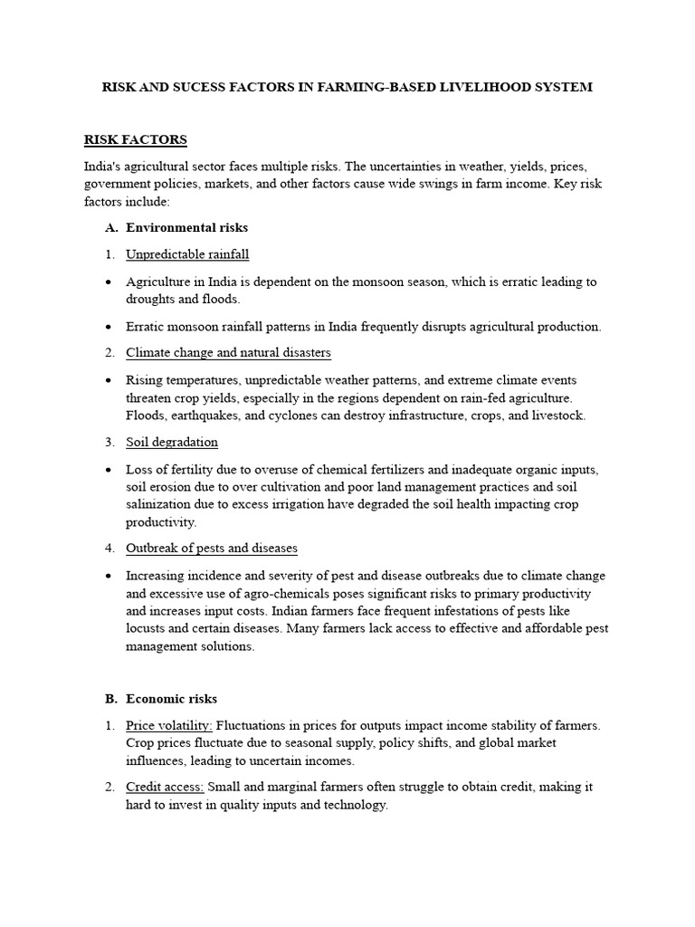Farming Risks and Success Factors in India | PDF | Agriculture ...