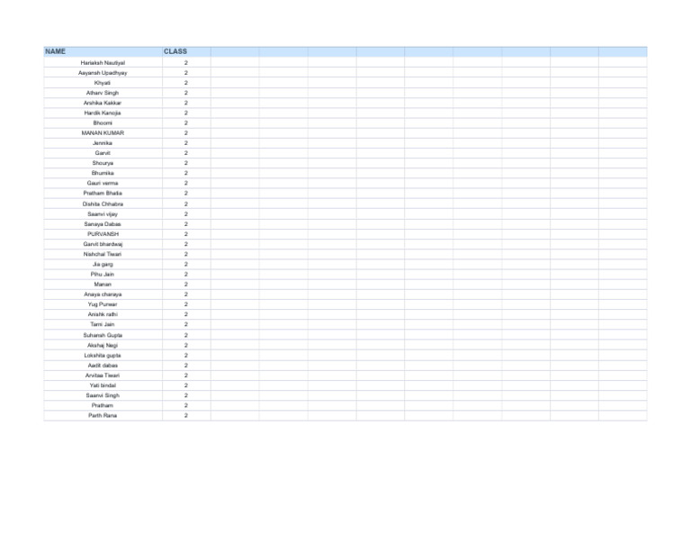 Student Names and Class Assignments | PDF