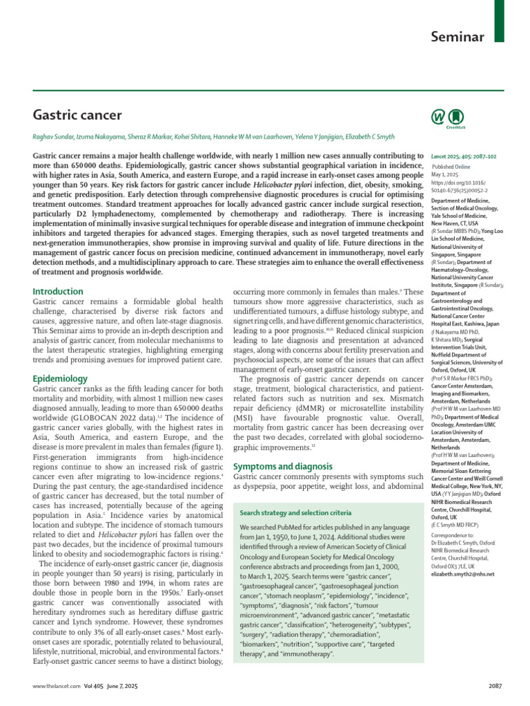 Advances in Gastric Cancer Treatment | PDF | Cancer | Surgery