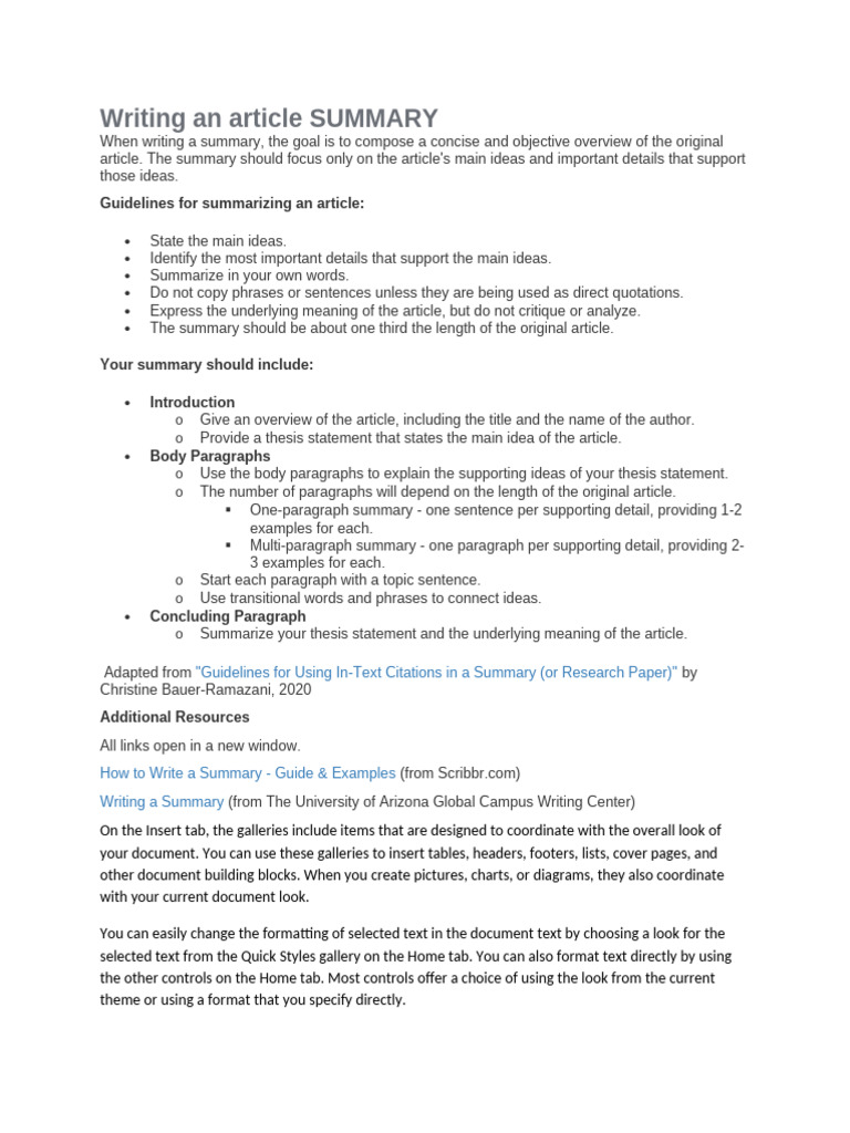 How to Write an Effective Article Summary | PDF | Page Layout