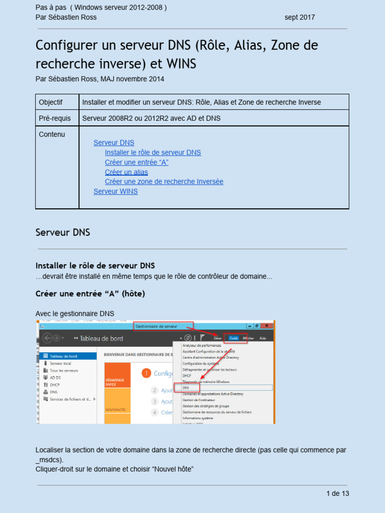 Configuration DNS et WINS sous Windows Server | PDF | Système de noms ...