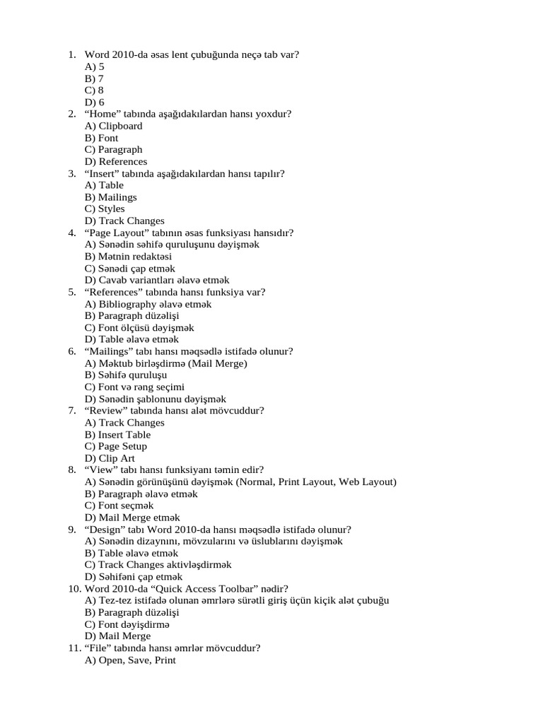 Word 2010-Test Chat GPT | PDF