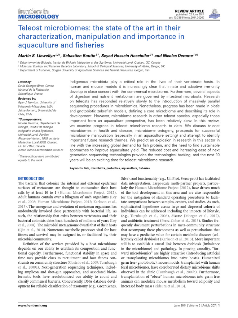Teleost Microbiomes in Aquaculture | PDF | Microbiota | Bacteria