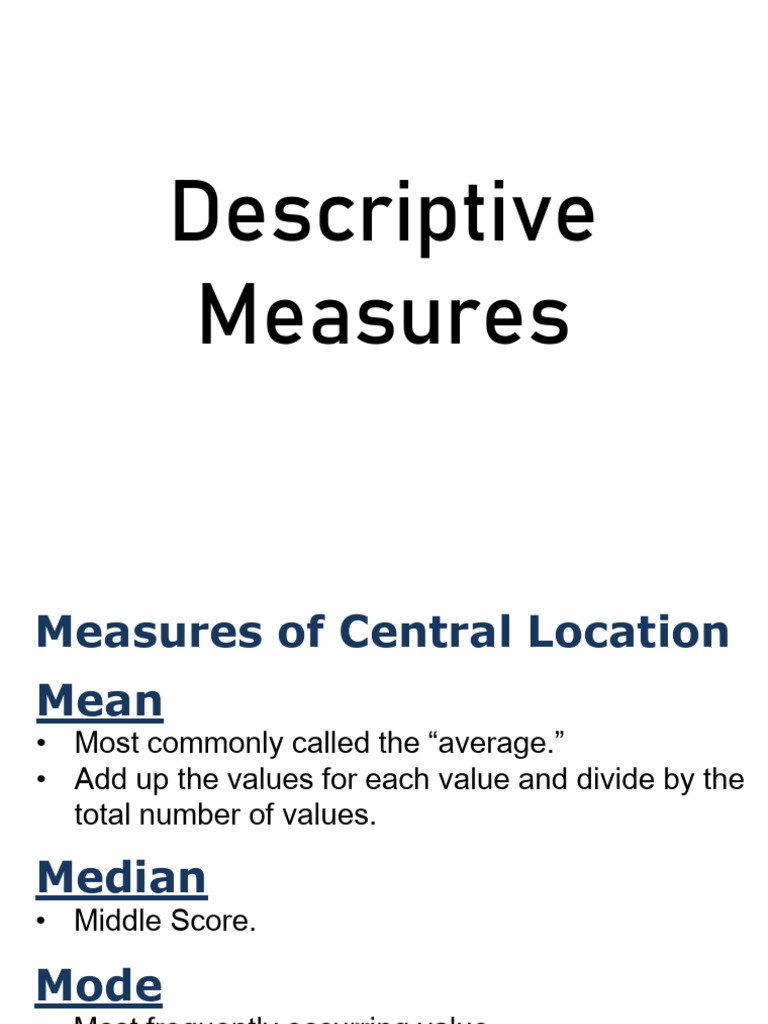 Stat 10 Descriptive Measures | PDF | Coefficient Of Variation | Mean