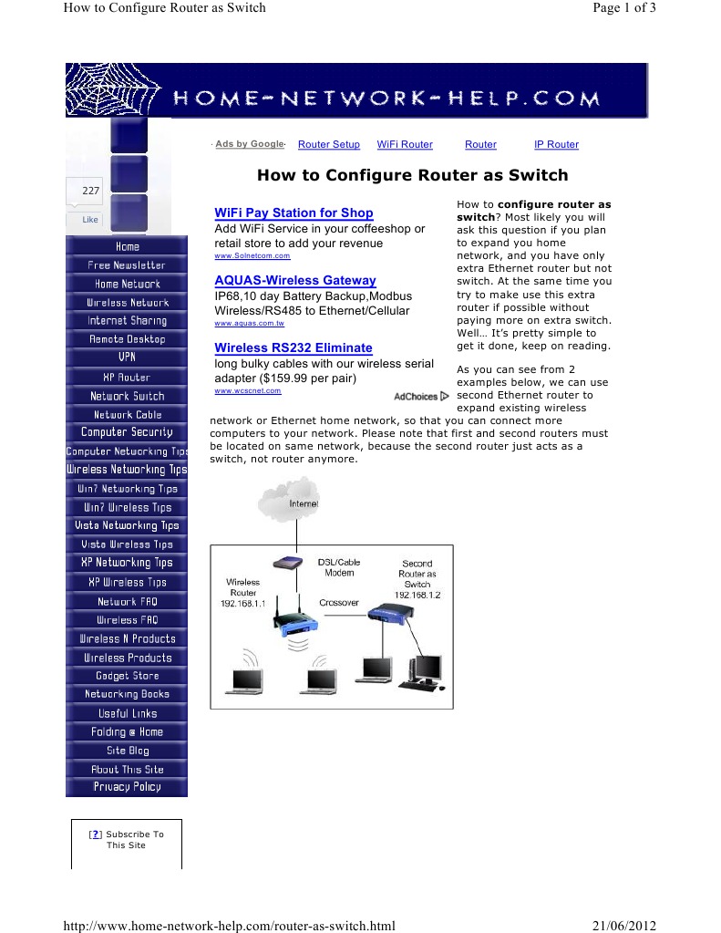 Router As Switch | PDF