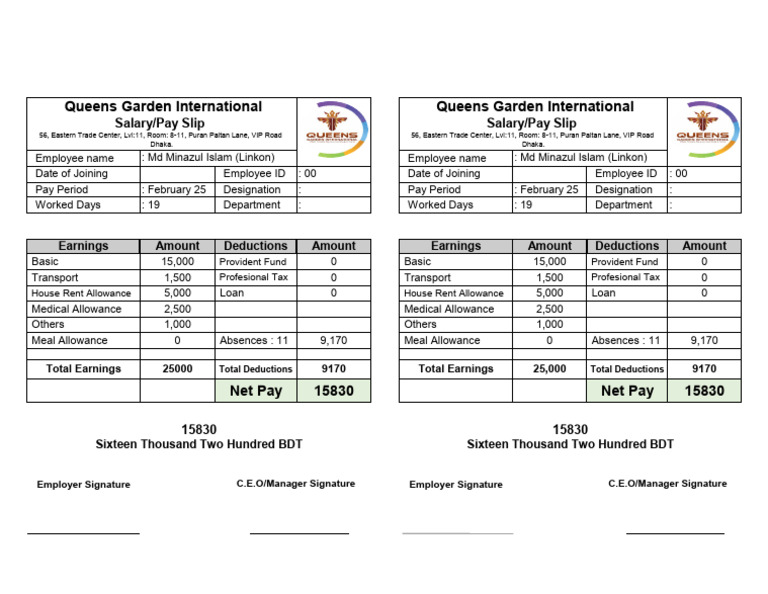 LINKON Salary Slip 2 | PDF | Taxes | Government Finances