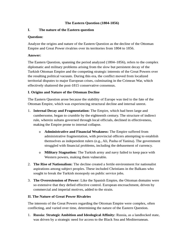 4. The Eastern Question (1804-1856) | PDF | Crimean War | Austria Hungary