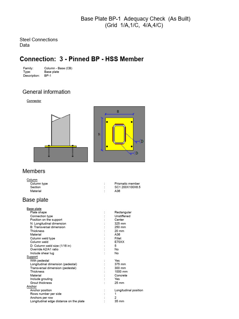 Steel Base Plate Connection Design | PDF | Column | Mechanical Engineering