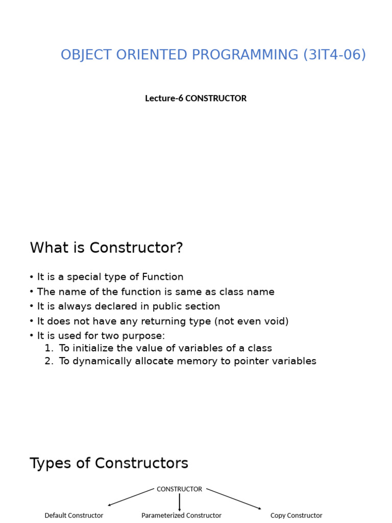 OOP lecture 5 | PDF | Programming | Constructor (Object Oriented ...
