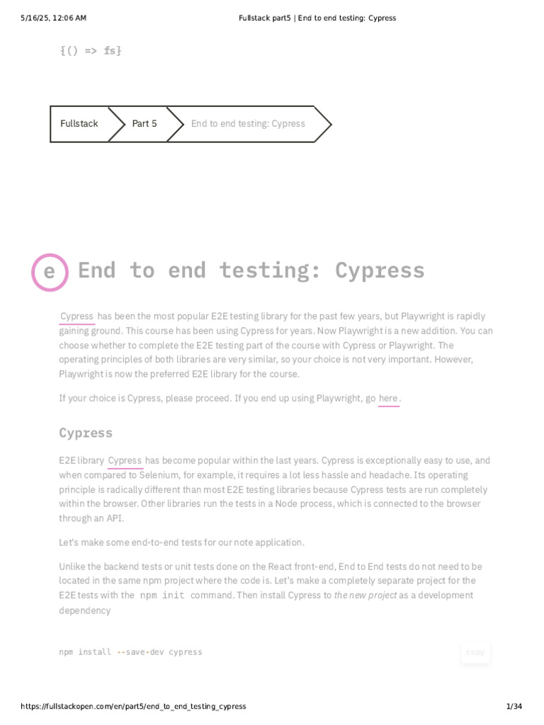Cypress E2E Testing Guide | PDF | Login | User (Computing)