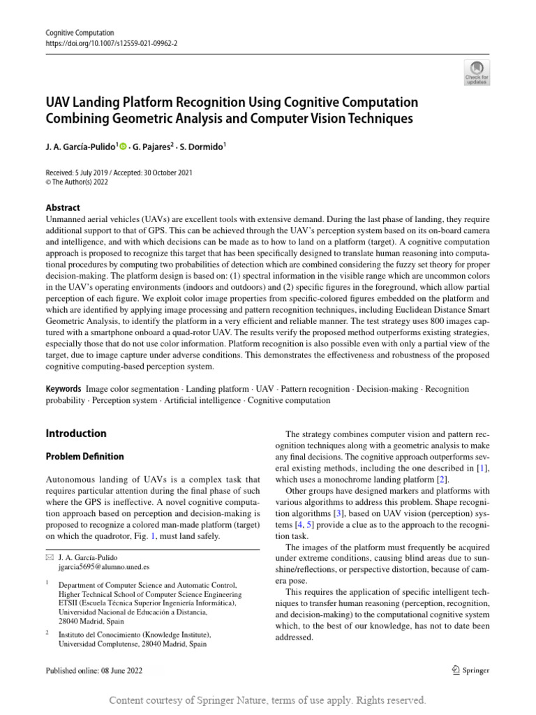 UAV Landing Platform Recognition System | PDF | Image Segmentation ...