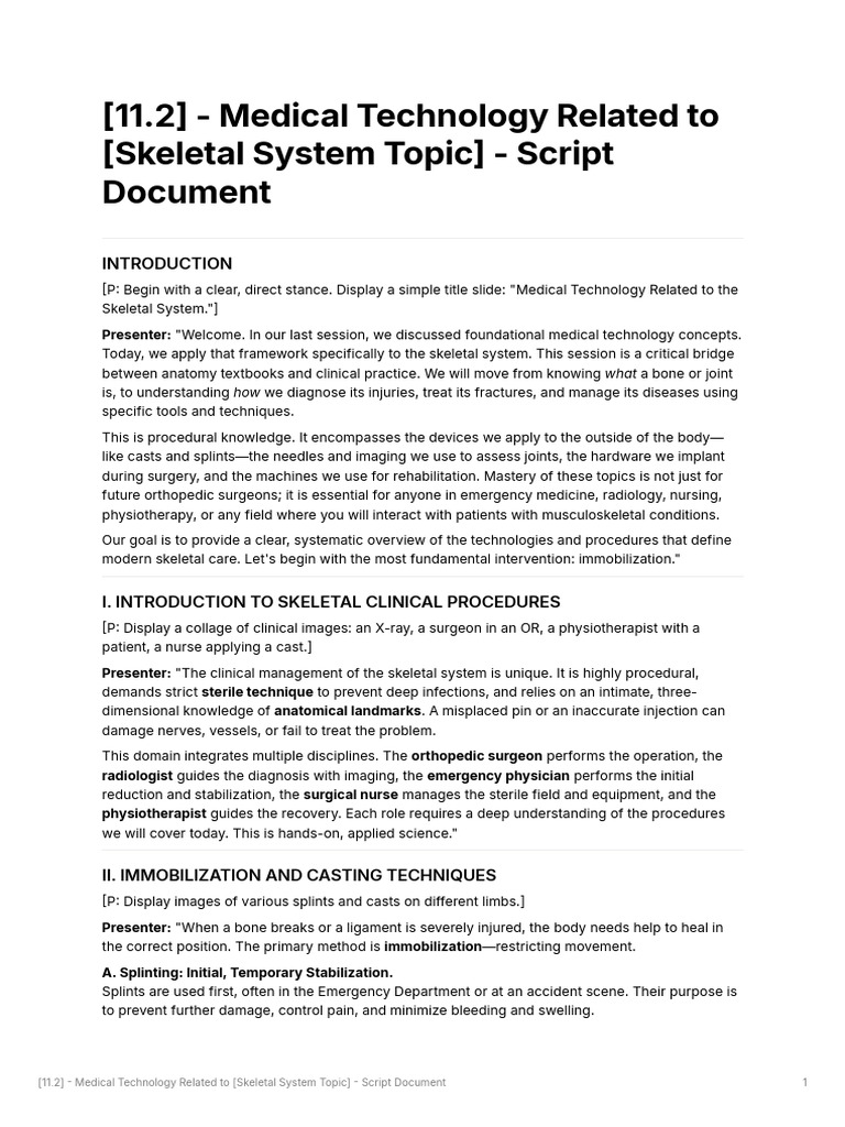 [11.2] - Medical Technology Related to [Skeletal System Topic] - Script ...
