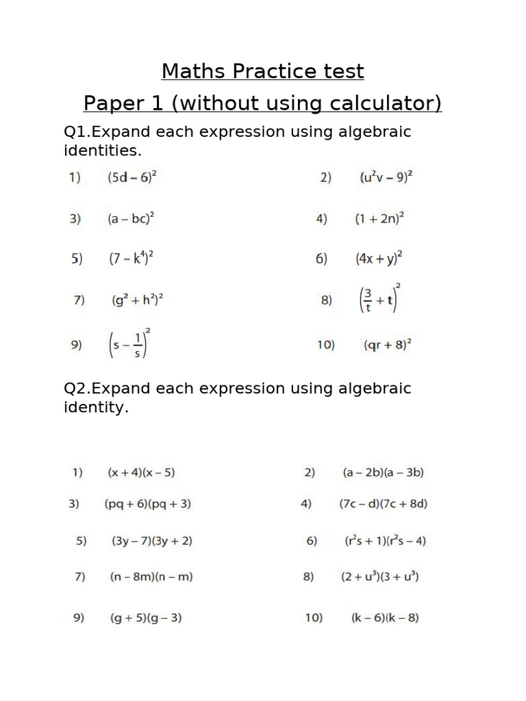 Maths Practice Test | PDF