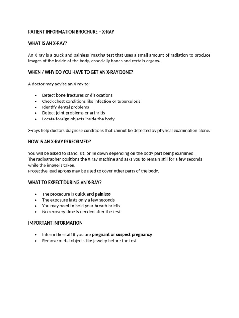 X-Ray and Ultrasound Patient Guide | PDF